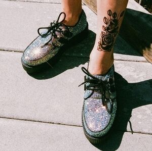 TUK Glitter Platform Shoes - Multicolor and Black